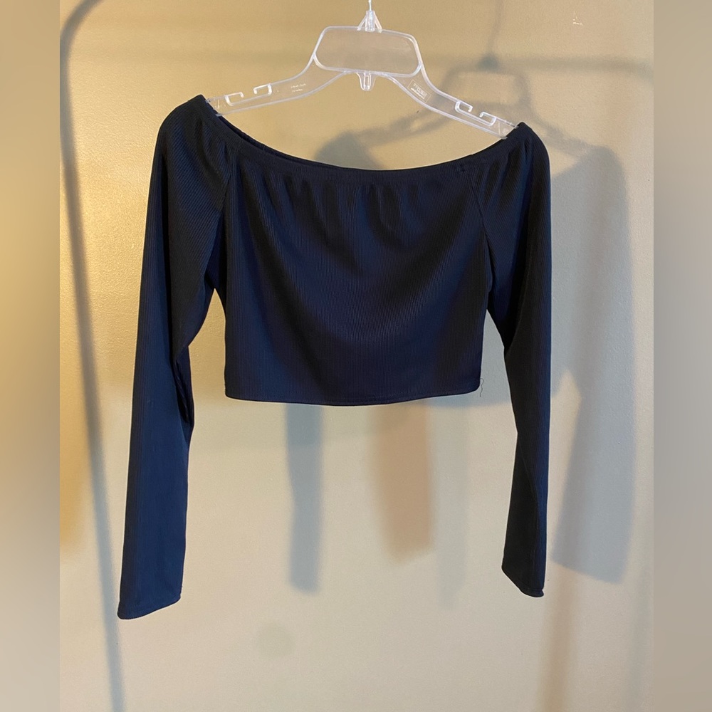 Black off the shoulder crop top